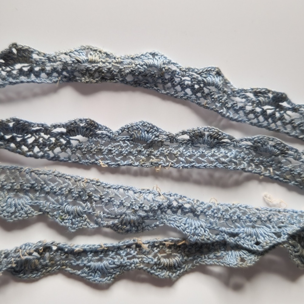 Vintage Handmade Blue Crocheted Lace Trim